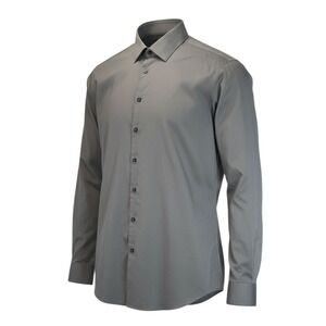 J.Ferrar Slim‎ Stretch Dress Shirt Mens  Sz 16-16.5 34-35 Gray Long Sleeve